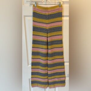 Crochet Striped Pants Cashmere/Merino Wool blend IZAAK AZANEI Size Small